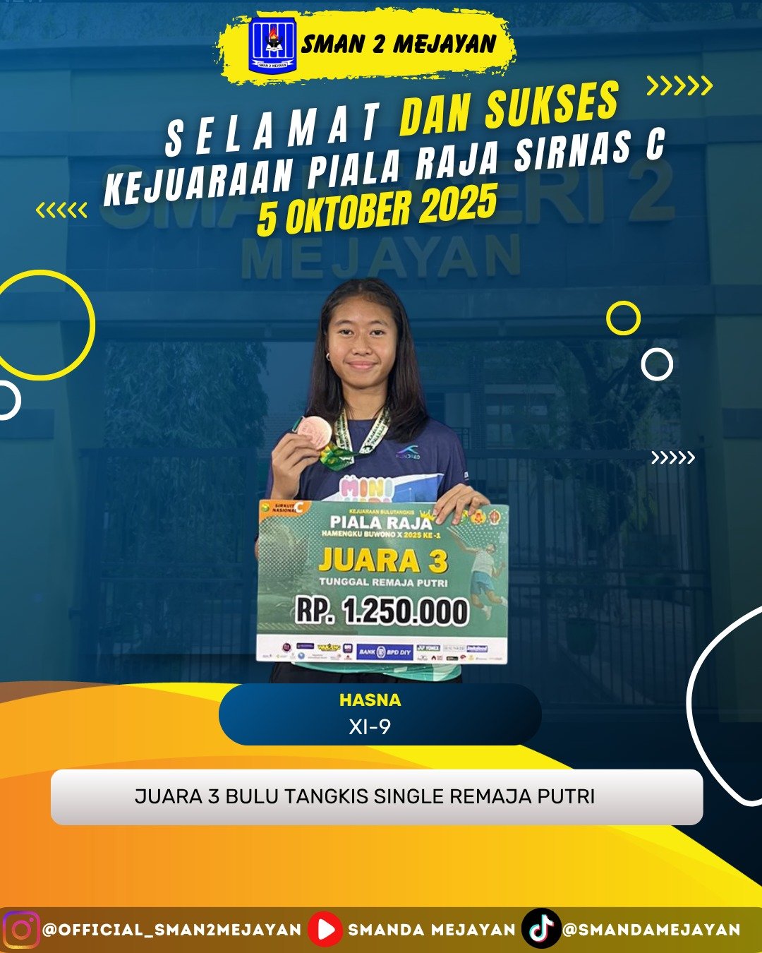 Juara 3 Bulu Tangkis Single Remaja Putri